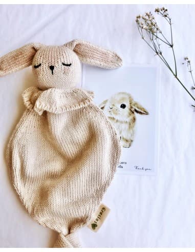 Doudou Plat Lapin Crème en coton biologique