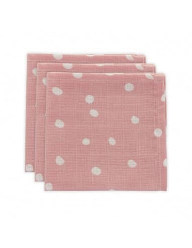 Lot de 3 mini langes Rose à pois