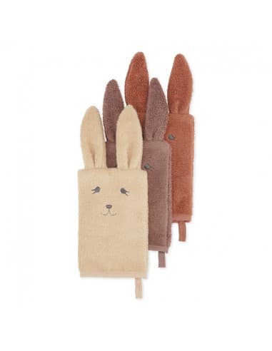 Lot de 3 Gants de toilette Lapin