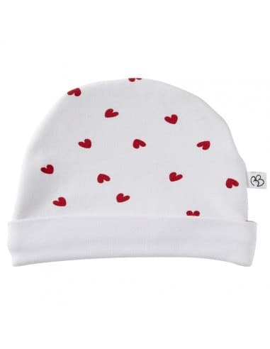 Bonnet de Naissance Blanc Cœurs 3 mois