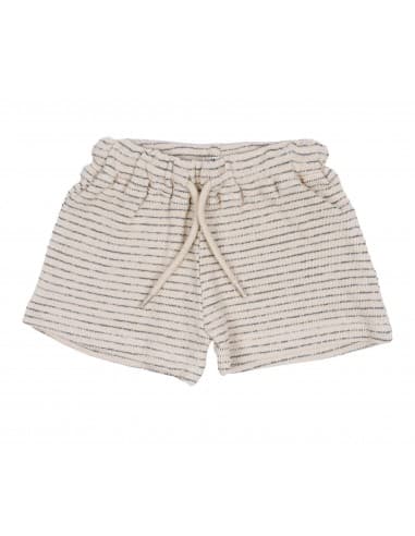 Short Crème en coton biologique Rayé Crème 4 - 6 mois
