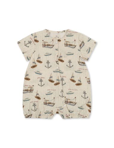 Barboteuse Ace Sail Away en coton bio 6 mois Beige
