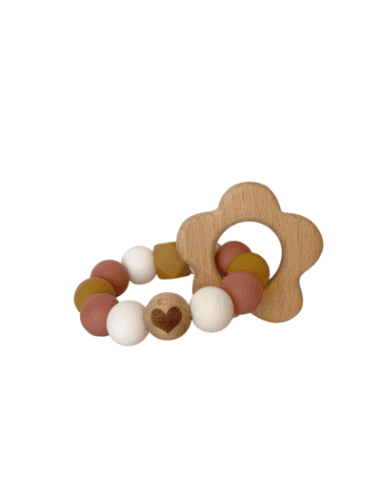 Jouet de dentition Fleur bois et silicone