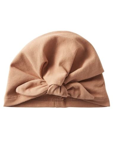 Bonnet Turban de Naissance Noisette Beige 0 - 1 mois