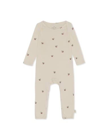 Combinaison pyjama en coton biologique Cherry Beige 12 mois
