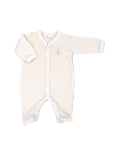 Pyjama Velours écru Coton biologique 3 mois Blanc cassé