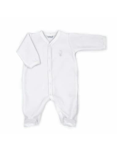 Pyjama Velours Blanc en Coton biologique 3 mois Blanc