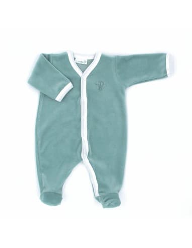 Pyjama Velours Vert Forêt en Coton biologique 6 mois Vert