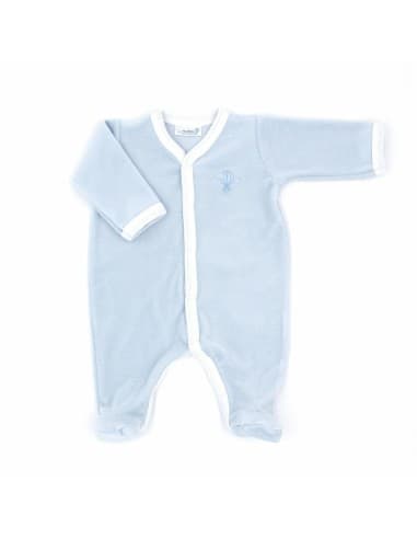 Pyjama Velours Bleu Azur en Coton biologique 3 mois Bleu