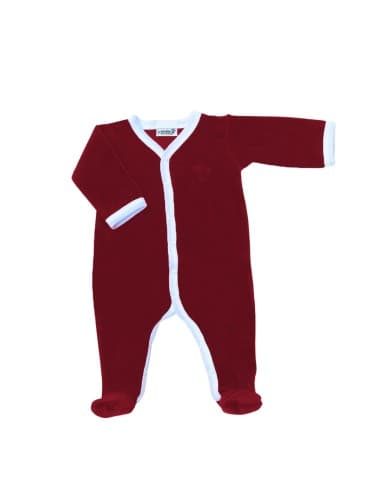 Pyjama Velours Cerise en Coton biologique 3 mois Rouge