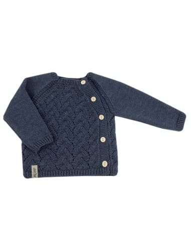 Gilet en Laine de Mérinos Marine 3 mois Bleu nuit