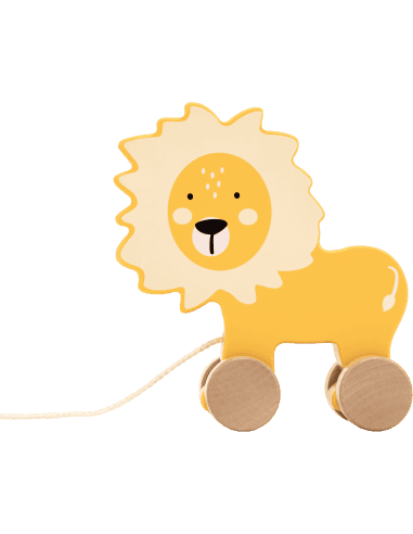 Jouet à Tirer Lion en Bois