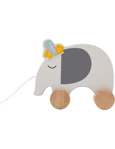 Jouet à Tirer Eléphant en Bois