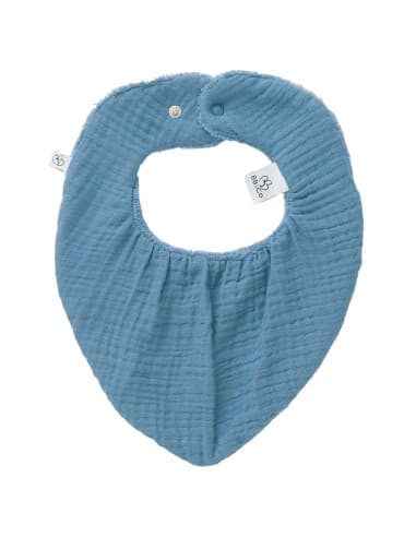 Bavoir Bandana Bambou & Gaze coton Pierre Bleue Bleu