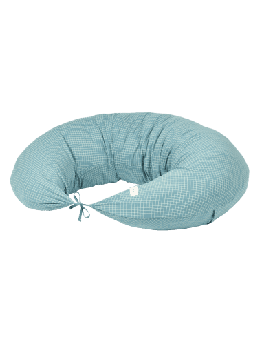 Coussin de maternité Stories Teal Cream Grid Vert