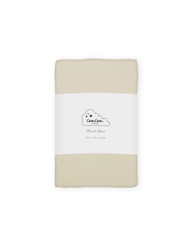 Drap housse coton biologique Praline 60x120cm Beige
