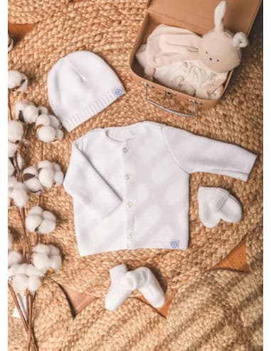 Trousseau de Maternité en Coton Biologique Blanc 0 - 1 mois