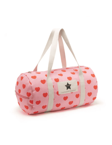 Sac Weekend Bowling Motifs Petits Cœurs - Rose Rose