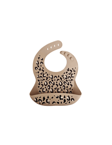 Bavoir souple en silicone Zakuw - Léopard Beige