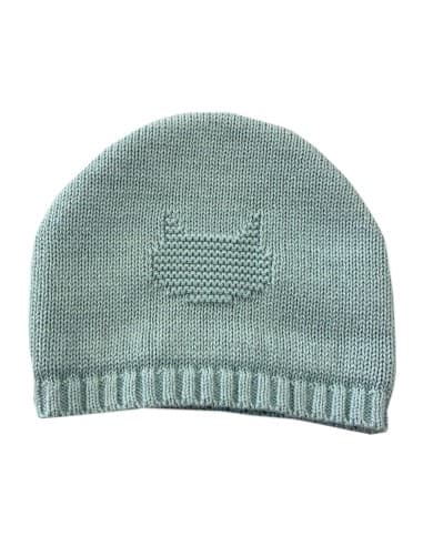 Bonnet Chat en tricot Vert coton biologique 1 mois Vert