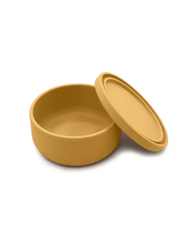 Bol en Silicone Jaune Miel avec Couvercle Jaune