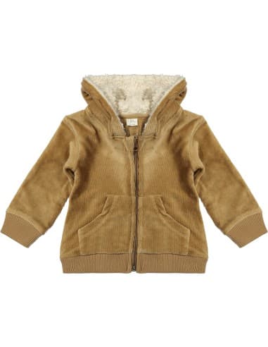 Veste à Capuche en Velours et Polaire Cyril Camel 18 mois