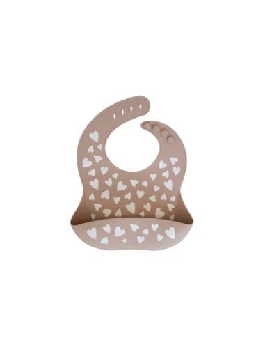 Bavoir souple en silicone Zakuw - Cœurs Beige Beige