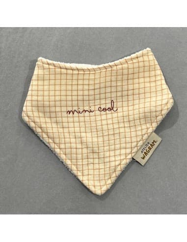Bavoir Bandana Gaze & Bambou Petits Carreaux Nude