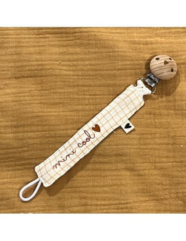 Attache Tétine à Carreaux Mini Cool Beige