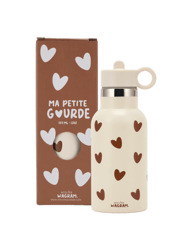 Gourde isotherme Blanche Cœurs Caramels