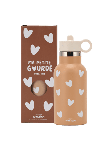 Gourde isotherme Caramel Cœurs Blancs
