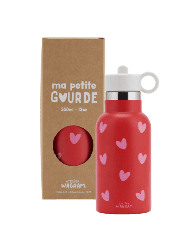 Gourde isotherme Rouge Cœurs Roses