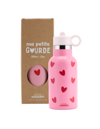 Gourde isotherme Rose Cœurs Rouges