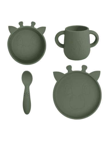 Set repas en Silicone - Vaisselle Enfant - Vert