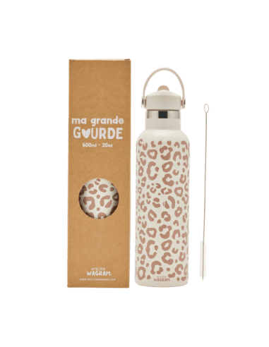 Grande Gourde isotherme Blanche Léopard 600ml