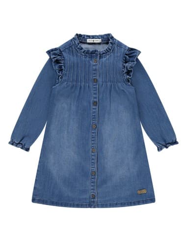 Robe en Jean Volantée en toile denim léger Bleu 3 ans