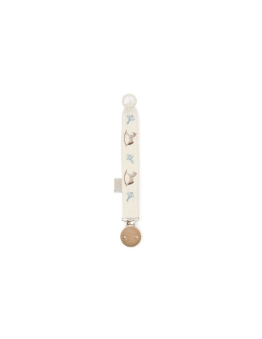 Attache tétine brodé Vintage Toys Taupe