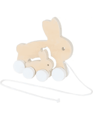 Lapin et Bébé à tirer en bois