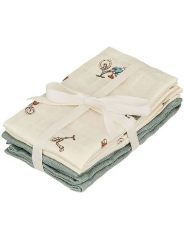 Lot de 4 Mini Langes Bicycles & Dusty green