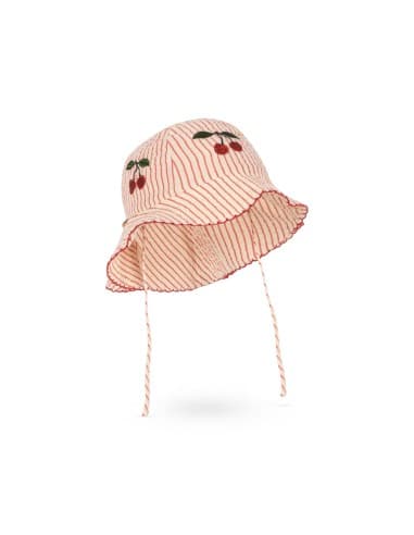 Chapeau Ellie - Rayée Cerises Rouge 6 - 9 mois