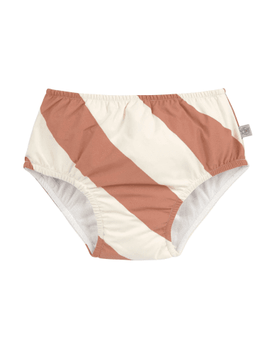 Maillot de Bain Couche Bébé - Rayures Terracotta Orange 12 - 18 mois