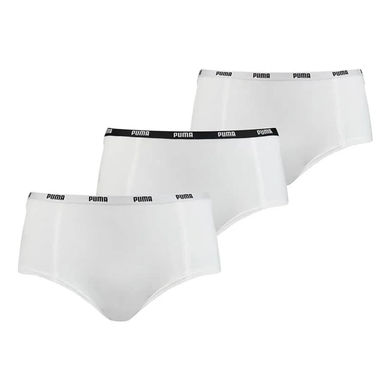 PUMA - Boxers Mini Short Femme Coton Pack de 3 L Puma minishort Packx3 Blanc