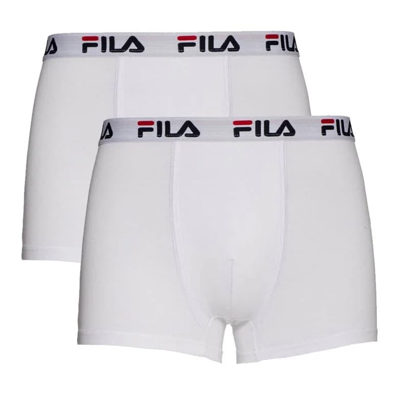 Fila - Lot de 2 Boxers Homme Coton L Blanc