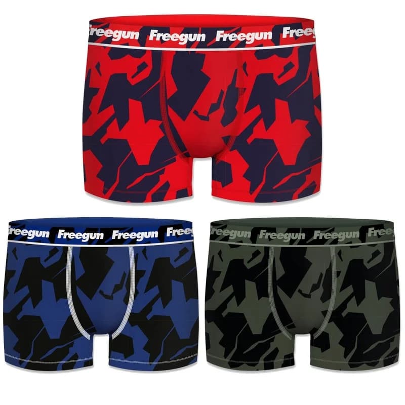 Freegun - Lot de 3 Boxers Coton Homme Never Stop L Multicouleur