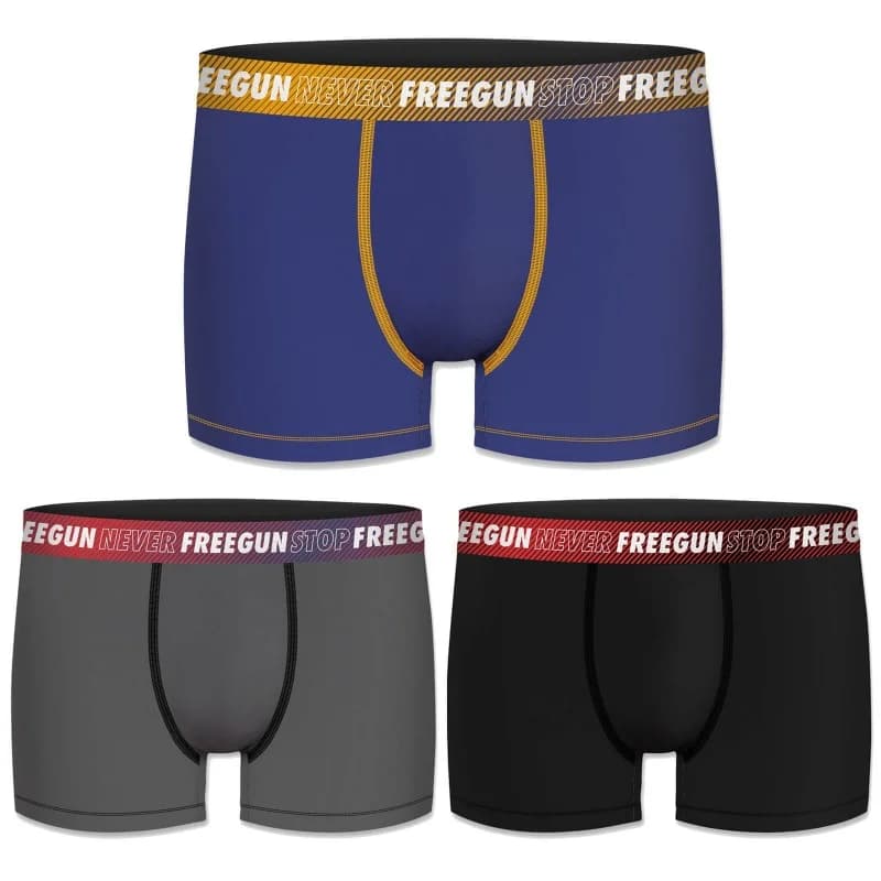 Freegun - Lot de 3 Boxers Coton Homme Never Stop XL Bleu