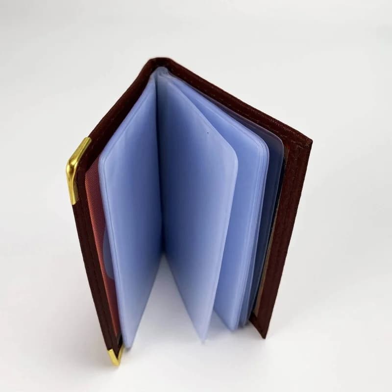 French Market - Pochette Cuir Porte-Carte de Visite ou CB (22 Feuilles Vertical) Marron