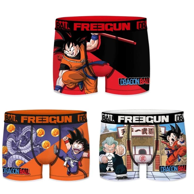 Freegun - Lot de 3 Boxers Homme Dragon Ball S Rouge