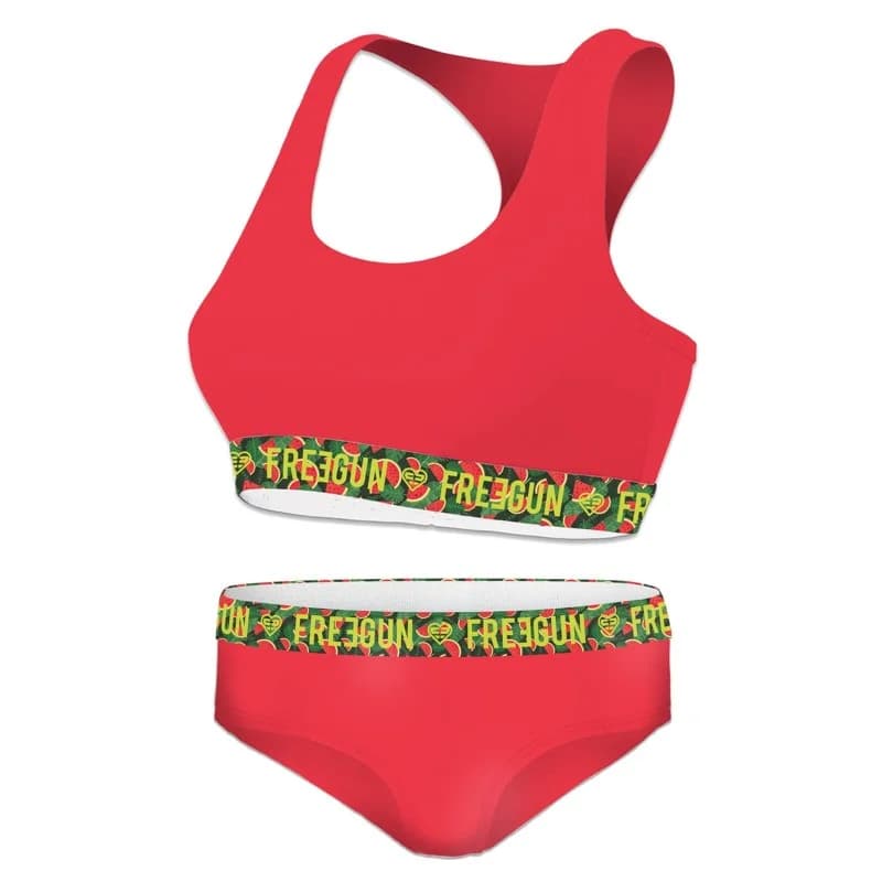 Freegun - Ensemble Fille Brassière Boxer Coton Rouge 6-8 ans