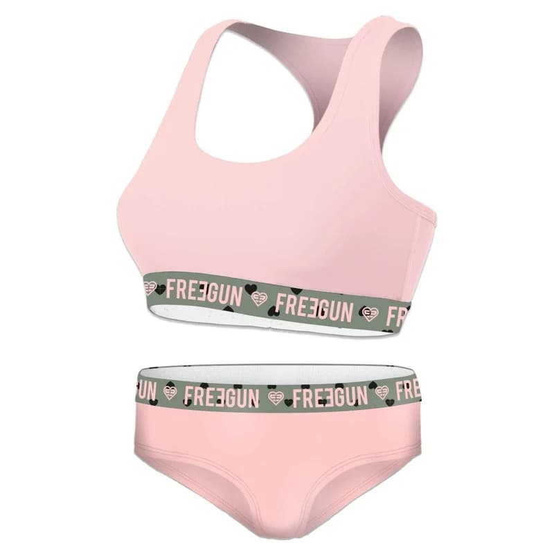 Freegun - Ensemble Fille Brassière Boxer Coton 10-12 ans Rose