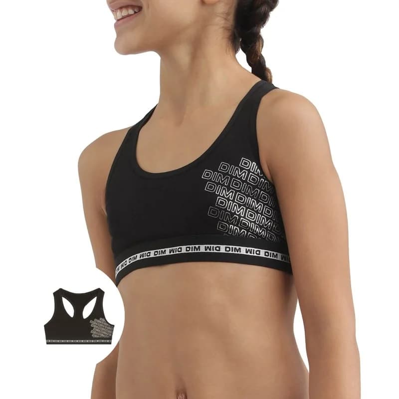 Dim - Brassière Fille Coton Stretch DIM Sport Noir 12 ans